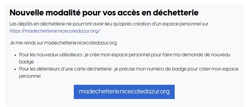 Nouvelle modalit pour vos accs en dchetterie